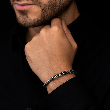 950 Silver Herringbone Bracelet for Men – Classic and Masculine Style